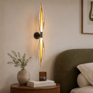 Nordic double glass wall light amber shades for living room and bedroom G9