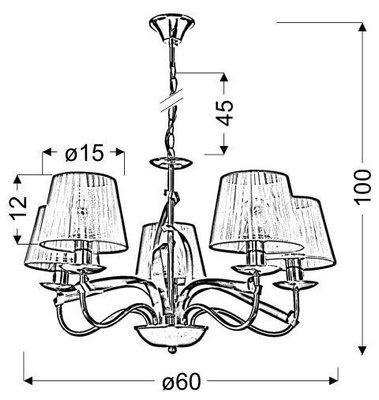 Hanging lamp chrome / gold ribbon 5xE14 DIVA 35-55064