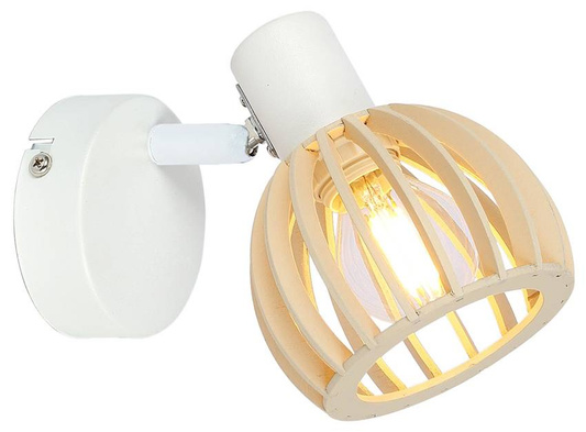 Applique murale applique 1X25W E14 Blanc + Bois ATARRI 91-68019