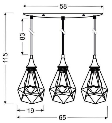 Plafoniera suspendata fir negru 3x60W Ggraf Candellux 33-62901