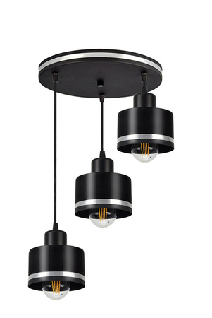 Lampa wisząca Wama metalowa potrójna nad stół czarna z chromem