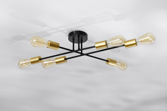 Plafoniera negru si auriu 6xE27 Crespilo 36-01245