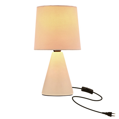 Lampka nocna Satti ceramiczna z abażurem beżowa do sypialni na stolik nocny