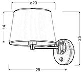 Silberne verstellbare Wandleuchte mit schalterweißem Lampenschirm Ibis Candellux 21-00883