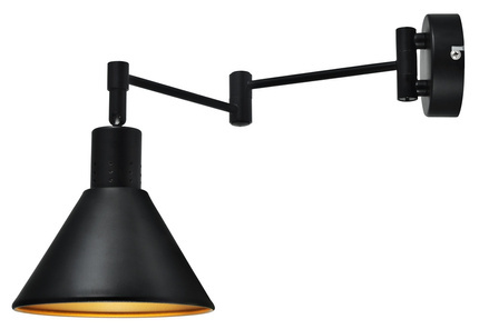 Kinkiet regulowany COPENHAGEN czarno-złoty - lampa do czytania w stylu industrialnym E14