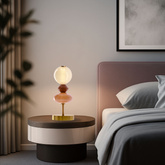 FLORES table lamp brass brown 10W LED 3000K white shade