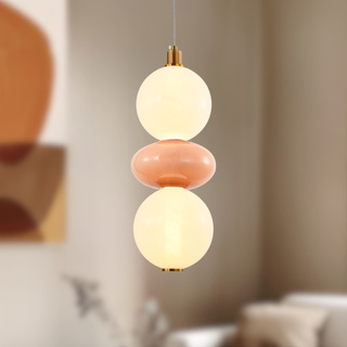 FLORES pendant lamp brass and brown 12W LED 3000K white shade