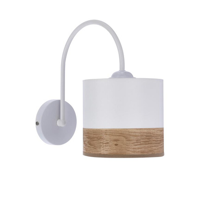 Bianco weiße Wandleuchte 1x40w e27 weiß + Lampenschirm aus Walnussholz