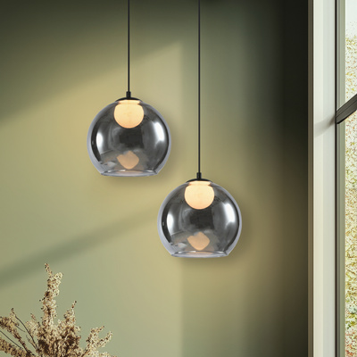 Brin ceiling lamp black 1x15W G9 smoked white shade