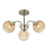 PASCAL lampa wisząca patynowy 3x40W E27 klosz bursztynowy