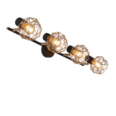 Decken-Wandlampenstreifen mit schwarzem Kupferschirm 4x40W E14 Acrobat 94-22226