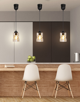 Black/amber glass pendant lamp Felis 31-00156