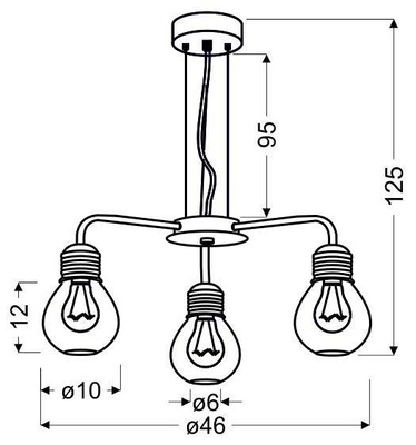 Lampe suspendue abat-jour en fil chromé 3x60W réglable Gliva Candellux 33-58539