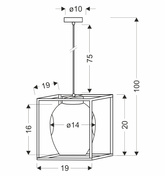 SATER lampa wisząca czarny 1x40W E27 klosz bursztynowy