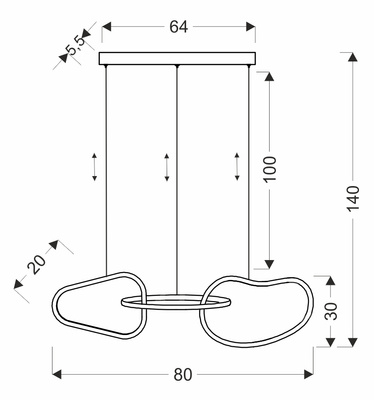 Lampa wisząca ANNELI elegancka – złota nieregularna forma 125 cm – designerska lampa salonu i jadalni LED 3000K