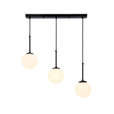 Pompei hanging lamp black 3X40W E27 white shade 33-09609