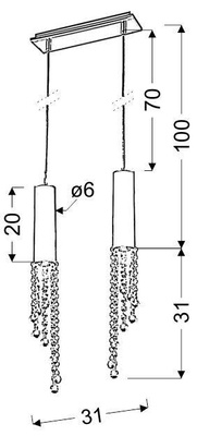 Plafoniera LED crom cald 2x3W suspendat + becuri Duero 32-25265