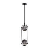 Hanging lamp CORDEL elegant black with graphite ball shades minimalist living room lighting 2x G9 LED