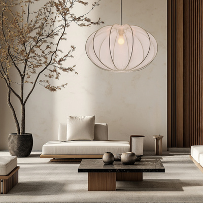 Lampa wisząca z abażurem Mellow biała 60 cm do salonu i sypialni