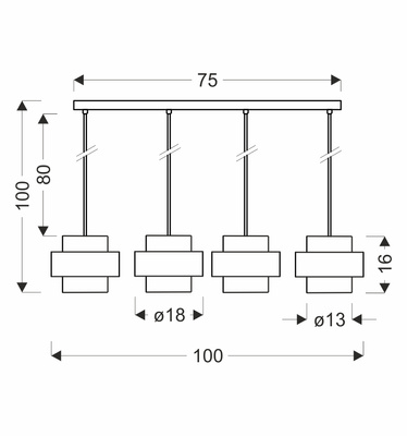 Spiega lampa wisząca czarny+satyna nikiel 4x60W E27 klosz dymiony