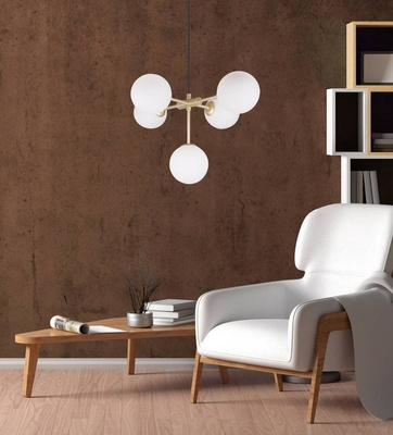 Lampă suspendată alamă opal abajur bilă 5x28W Mati Candellux 35-73778