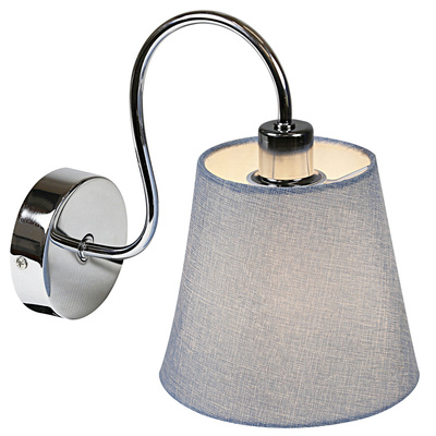 Runde Wandleuchte aus Chrom mit grauem Stoffschirm Luk Candellux 21-70739