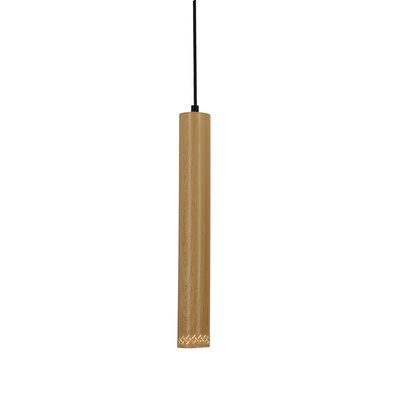 Lampa wisząca tuba Tubo czarna drewniana pojedyncza GU10 regulowana wysokość