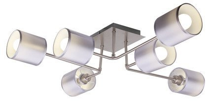 Plafonnier nickel satiné abat-jour tissé 6x40W Sax Candellux 36-70708