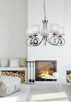 Lampă suspendată crom / abajur țesut alb 5x40W Arnika Candellux 35-21687