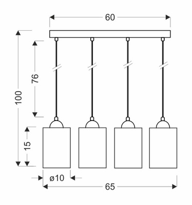Hanging lamp black / brown strip 4xE27 Bistro 34-00552