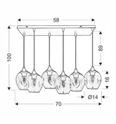Glass hanging lamp black / brown 6xE27 Aspa 36-00620
