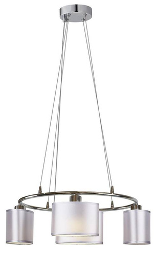 Suspension chromée 4x40W avec abat-jour en tissu Ban Candellux 34-70807