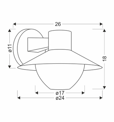 Cosmos lampa ogrodowa kinkiet 26x17cm czarny 1x40W E27 kosz okrągły IP44