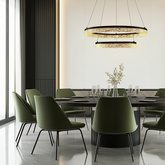 Lampa wisząca FROZI w stylu glamour – czarny klosz z kryształkami – nowoczesny żyrandol LED do luksusowego salonu