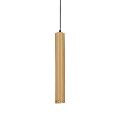 Lampa wisząca tuba Tubo czarna drewniana pojedyncza GU10 regulowana wysokość