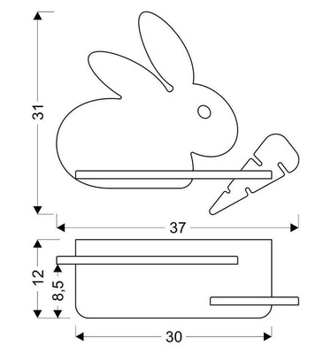 Wall lamp shelf 5W LED 4000K IQ Kids Rabbit gray+white 21-84743