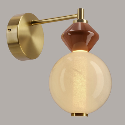 FLORES brass and brown wall lamp 7W LED 3000K white shade