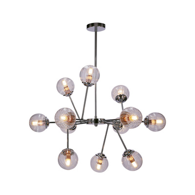 Plafonnier suspendu chrome avec abat-jour en verre 12x40W Best Candellux 30-64806
