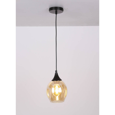 Lampă suspendată din sticlă neagră/maro Aspa 31-00583