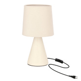 Lampka nocna Satti ceramiczna z abażurem beżowa do sypialni na stolik nocny
