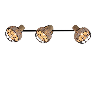 Tajga ceiling lamp black + wooden strip 3x40w e14 black + wooden lampshade