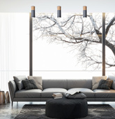 Plafonnier gris et bois 6,8x20cm Tube Candellux 2284286