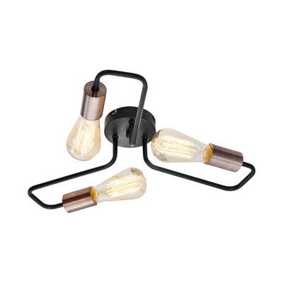 Lampa sufitowa czarna metalowa oprawka 3xE27 Herpe E27 33-66916