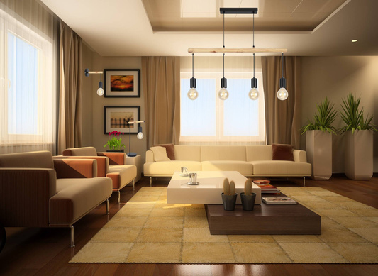 Hanging lamp black + wood 4x60W Izzy 34-77929