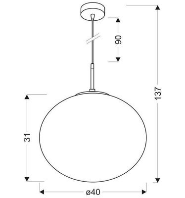 Lampa wisząca Poly kula szklana biała do salonu pojedyncza E27