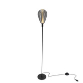 Lampadaire Denso noir avec abat jour en verre fumé moderne 1x5W G9