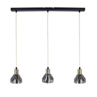 Suspension verre doré 3xE14 70cm GREGORY