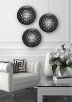 Abat-jour en papier noir avec boule à pois 35cm Cocoon Candellux 70-94035