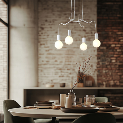 Suspension ceiling lamp white matt luminaire 4x40W Basso Candellux 34-71002