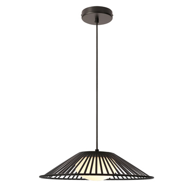 Lampa wisząca Sonte 50 czarna z białym szklanym kloszem nad stół
